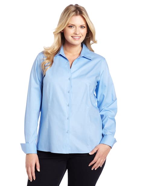 Jones New York Women S Plus Size Long Sleeve No Iron Easy Care Blouse Plus Size Women Jones