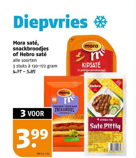 Mora Saté Snackbroodjes Of Hebro Saté Aanbieding bij Poiesz 1Folders nl