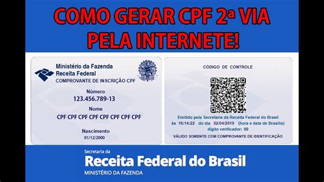 Cpf Como Imprimir E Via Do Cpf Obs V Deo Atualizado Como