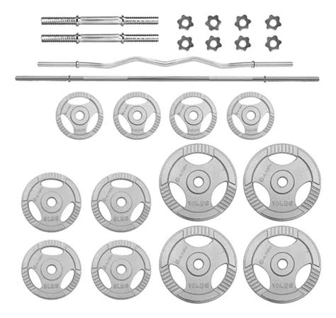 Kit De Pesas Barra Recta Z Mancuernas Discos Acero 70 Lbs Meses Sin