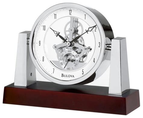 Largo Table Clock With Skeleton Movement Model Contemporary Desk