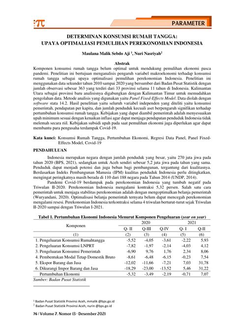 Pdf Determinan Konsumsi Rumah Tangga Upaya Optimaliasi Pemulihan