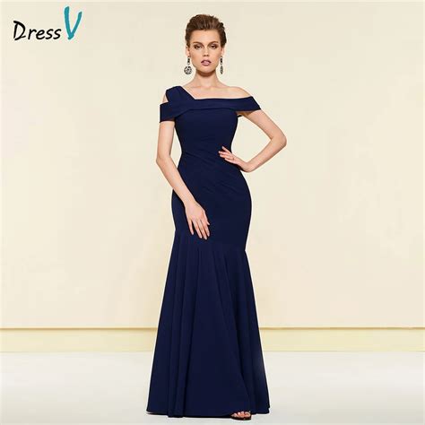 Dressv Elegant Dark Navy Mermaid One Shoulder Mother Of Bride Dress