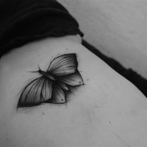 Dimensional Butterfly Tattoo By Kamil Mokot Sketch Style Tattoos