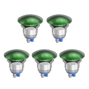 HBAN 5pcs 16 22MM Mushroom Head Push Button Switch Momentary