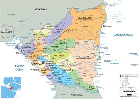 Nicaragua Map Political Worldometer