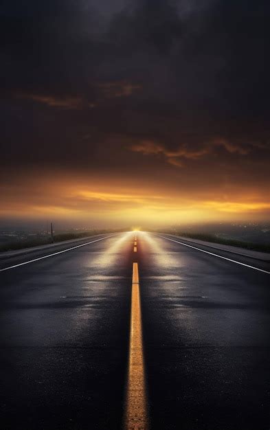 Premium AI Image | View of a Desolate Highway Road at Dusk