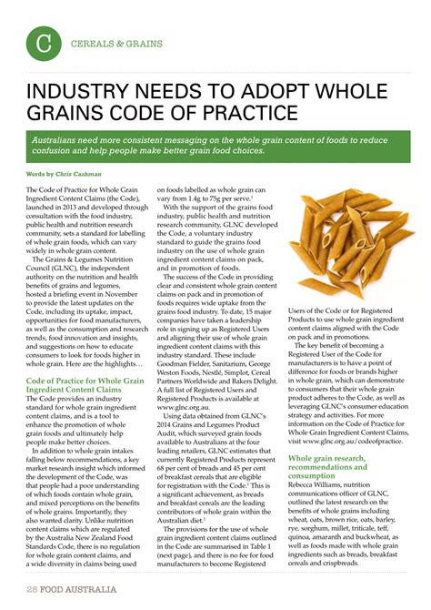 (PDF) Industry needs to adopt whole grains code of practice 