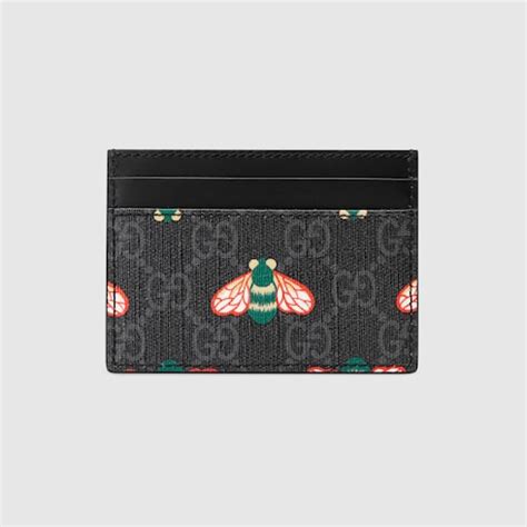 Porte Cartes Gucci Bestiary Avec Abeilles En Toile Gg Supreme Noire