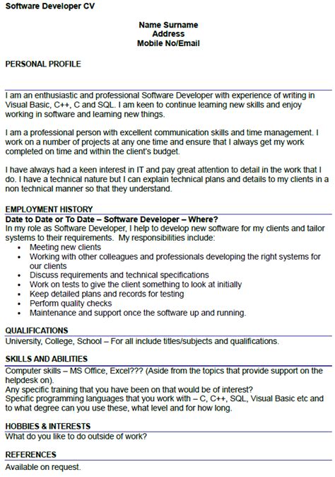 Software Developer CV Example Icover Org Uk Icover Org Uk