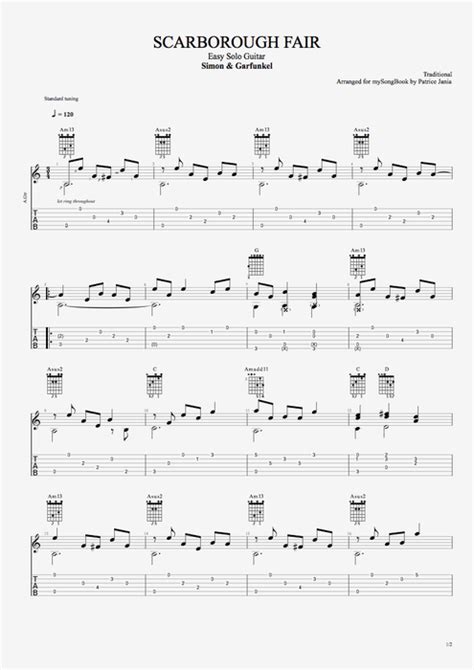 Scarborough Fair Tab By Simon Garfunkel Guitar Pro Easy Solo