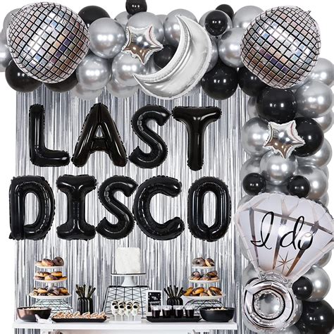 Last Disco Bachelorette Party Decorations Black And Silver Balloon