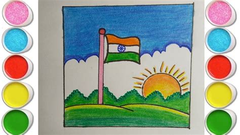 How To Draw Indian National Flag Ll Independence Day Scenery Drawing Ll