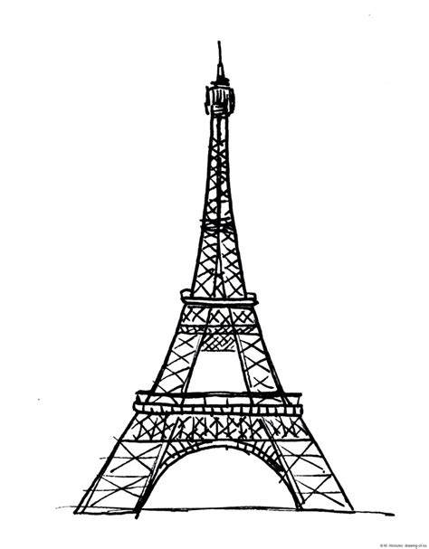 Drawing of Eiffel Tower – Line art illustrations