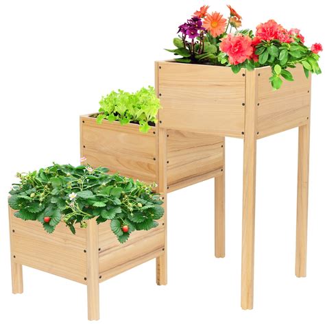 Buy 3 Tier Wooden Raised Garden Bed With Legs Raised Er Boxes