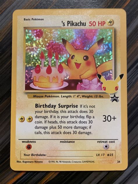 Mavin HOLO Birthday Pikachu 24 MINT Pokemon Celebrations Secret Rare