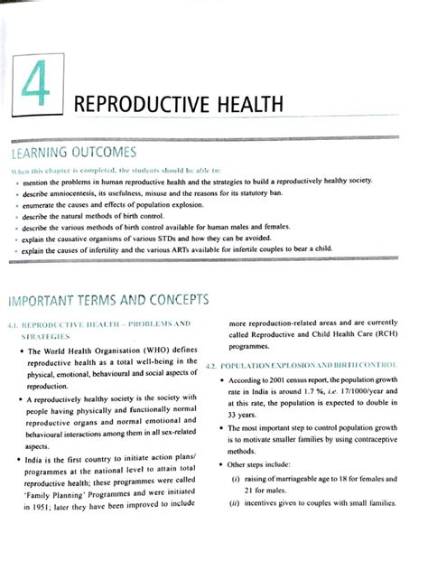 Reproductive Health Class 12 202324 Pdf In Vitro Fertilisation