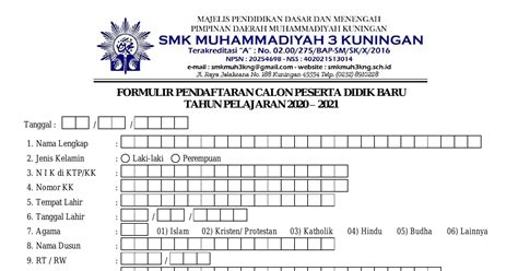 Contoh Formulir Peserta Didik Baru Tahun Siap Cetak Format Hot Sex