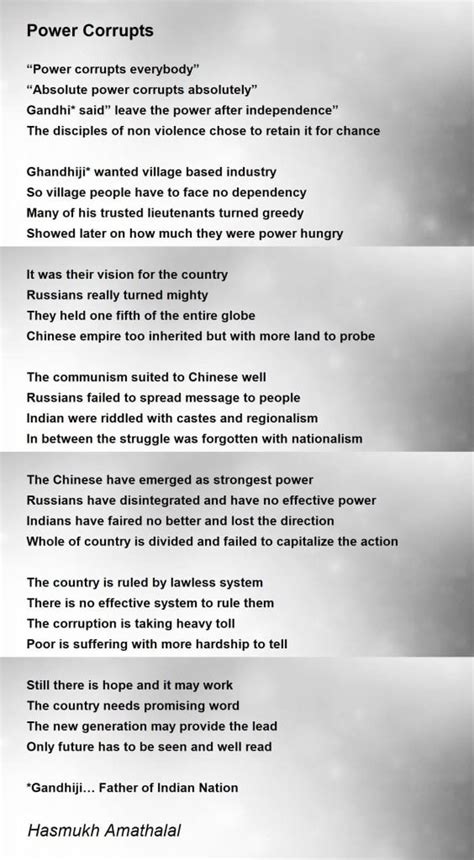 Best poems about power and corruption