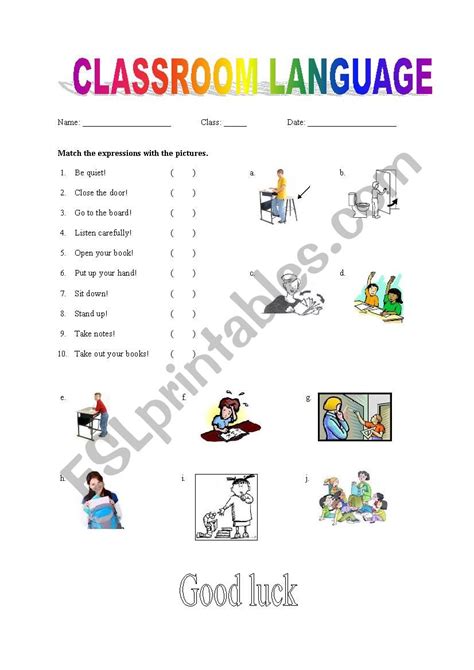 Classroom Language Esl Printable Worksheets And Exercises Nbkomputer