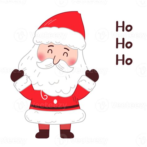 Fofo Papai Noel Em P E Dizendo Ho Ho Ho Cartoon Ilustra O Png