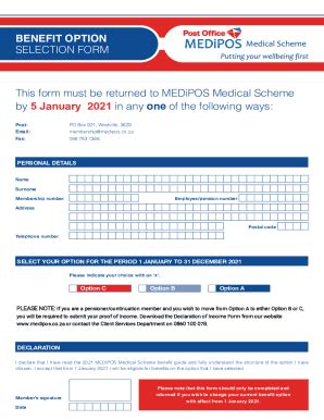 Fillable Online Benefit Option Selection Form This Form Must Be