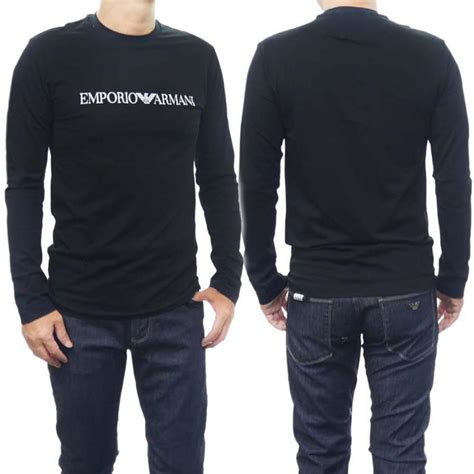 Emporio Armani エンポリオアルマーニ メンズクルーネックロングtシャツ 8n1tn8 1jpzz ブラック 定番人気商品