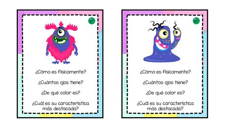 Divertidas Tarjetas Describe Al Monstruo