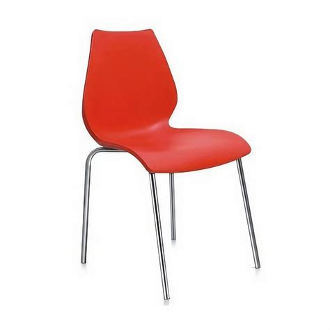 Red Without Hand Rest Without Arms CS4 Plastic Chairs For Restaurant