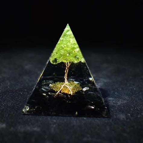 Malachite Orgone Pyramid Tree Of Life Orgonite Pyramid Natural Etsy