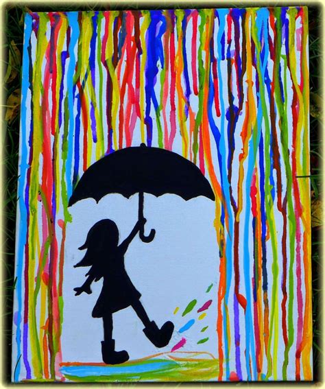 simple painting ideas canvas girl under the rain