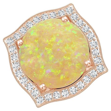 Customizable Angara Gia Certified Natural Round Opal Ring In Rose Gold