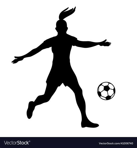 Silhouette Soccer Woman Player Shooting Royalty Free Vector