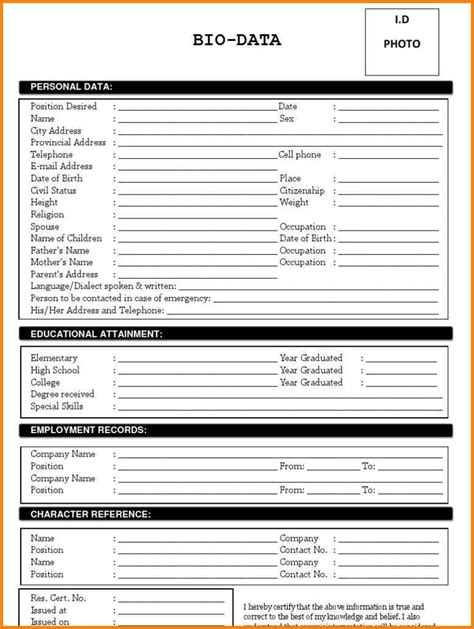 Resume Format Free Download, Biodata Format Download, Resume Format ...