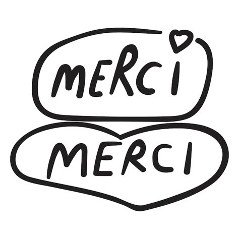 Premium Vector French Word Merci In English Thank You Vector Outline