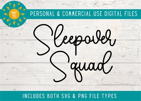 Sleepover Squad Svg Slumber Party Png For Girls Birthday Matching