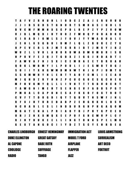 The Roaring Twenties Word Search Wordmint