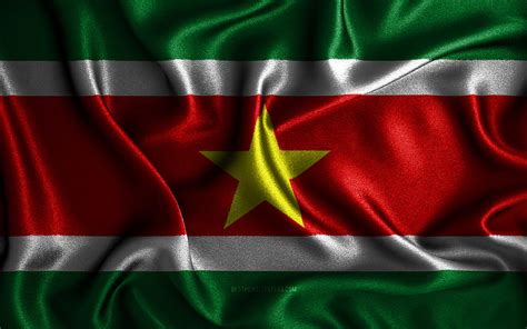 Bandera De Surinam Banderas Onduladas De Seda Pa Ses De Am Rica Del