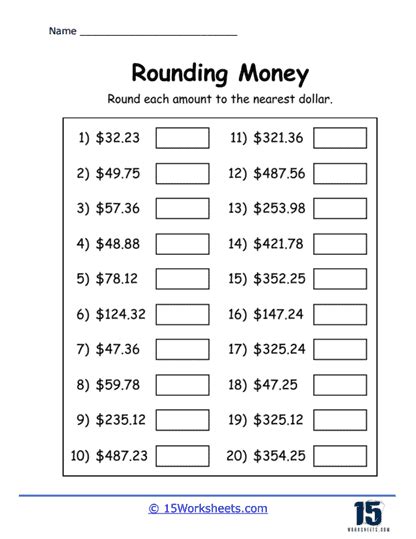 Rounding Money Worksheets Worksheets Library