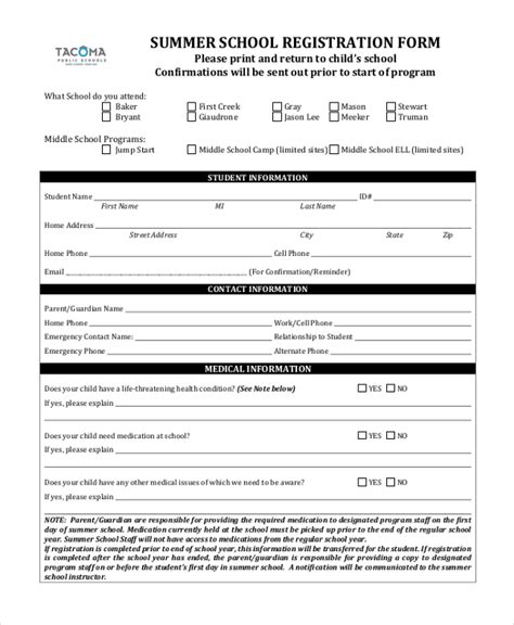 FREE 15+ School Registration Form Samples, PDF, MS Word, Google Docs, Excel