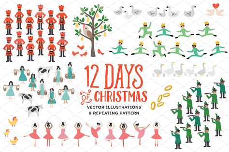 Twelve Days Of Christmas Illustrations Creative Market