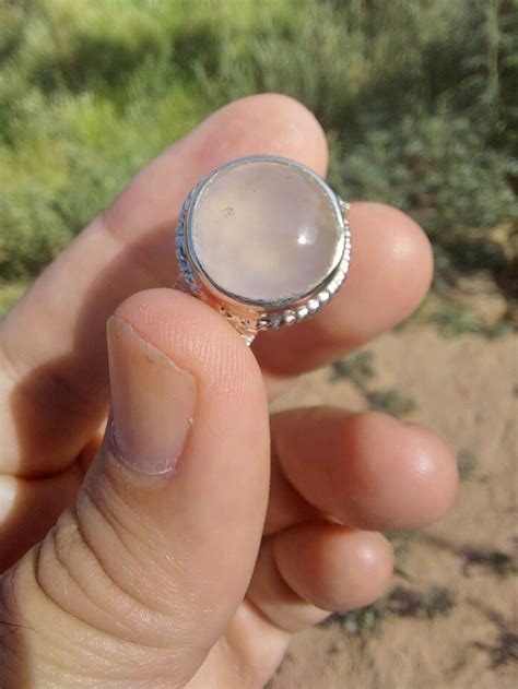 White Yemeni Aqeeq Stone Silver Ring Agate Akik Hakik Sufi Etsy