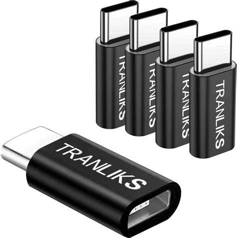 TRANLIKS Lot de 5 adaptateurs micro USB vers USB C USB de type C mâle