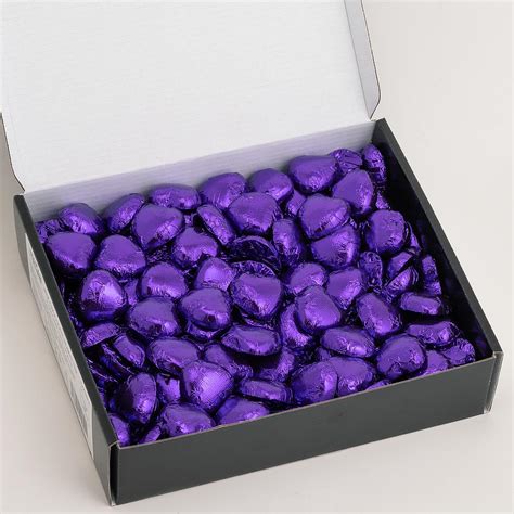 Purple Ds Foil Milk Chocolate Hearts Uk Wedding Favours