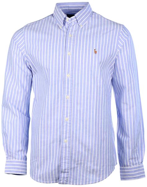 Polo Ralph Lauren Mens Long Sleeve Button Down Oxford Shirt Bluewhite