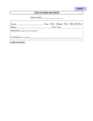 Fillable Online Level Iii Piano Jury Notes Fax Email Print PdfFiller