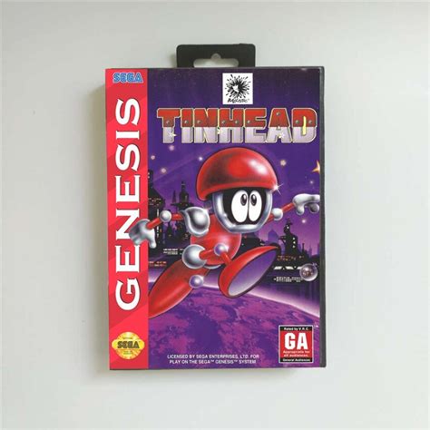 Tinhead Sega Genesis Mega Drive Md Game Card Us Cover With Box