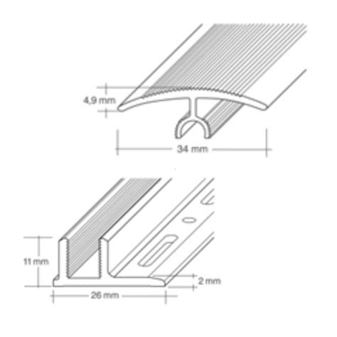 Profil de jonction à clipser 90cm alu argent parquet et stratifié Ep 7