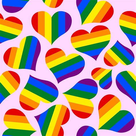 Rainbow Heart Shape Seamless Background Lgbtqia Concept Rainbow