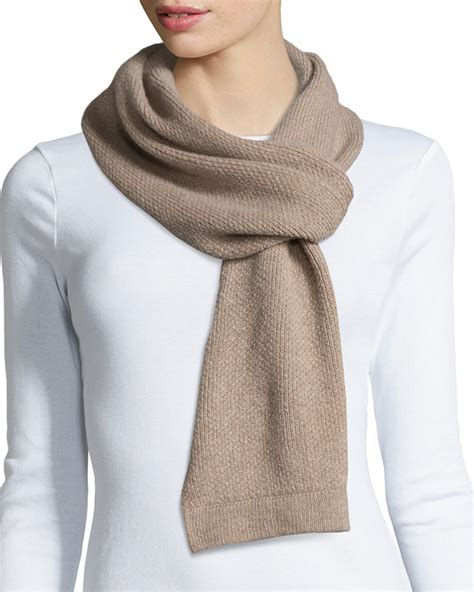 Lyst Portolano Cashmere Honeycomb Knit Scarf In Brown